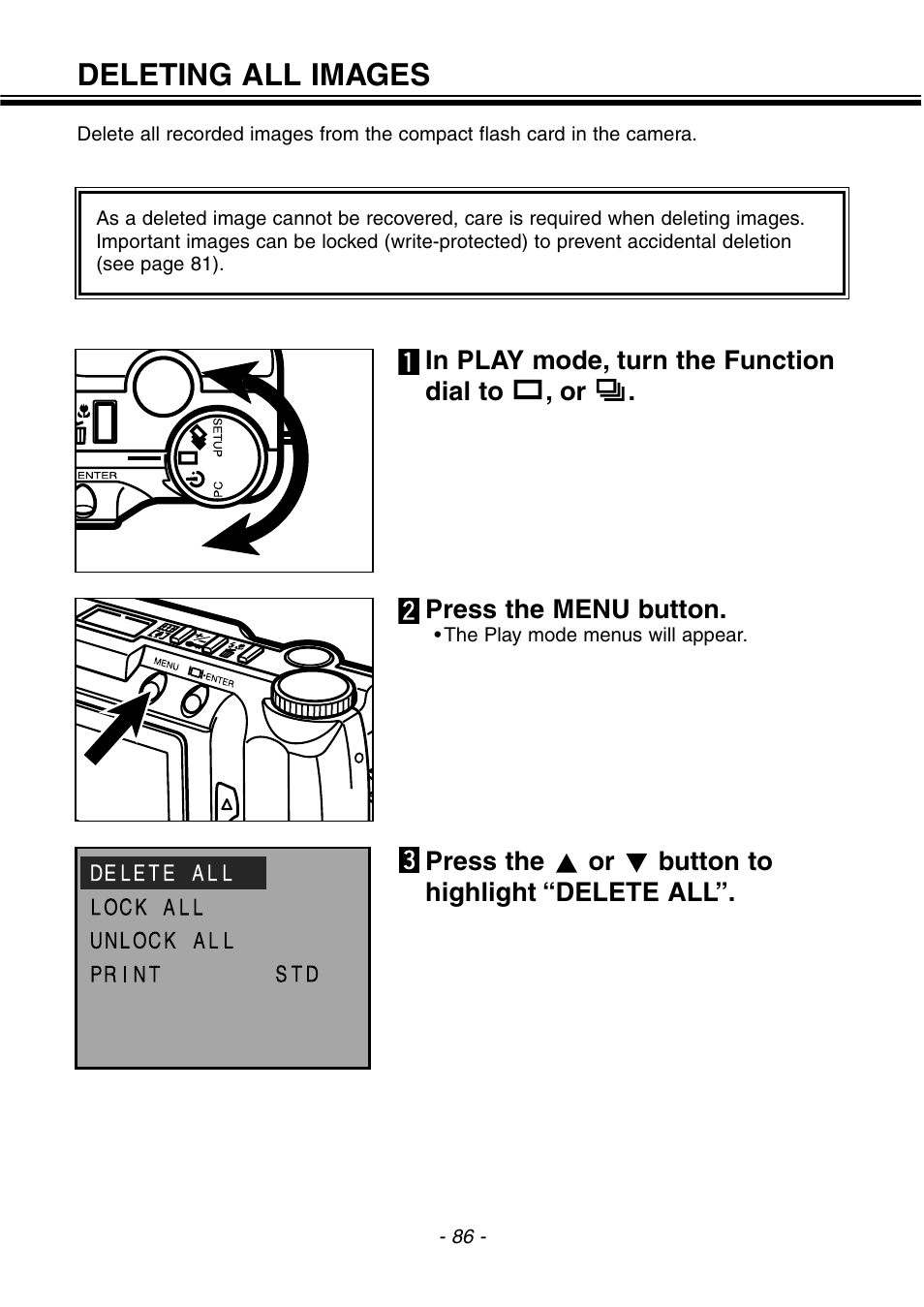 Deleting all images | Konica Minolta pmn User Manual | Page 87 / 131