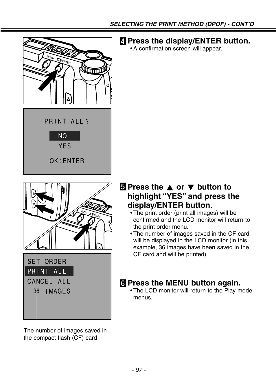 Press the display/enter button, Press the menu button again | Konica Minolta pmn User Manual | Page 98 / 131