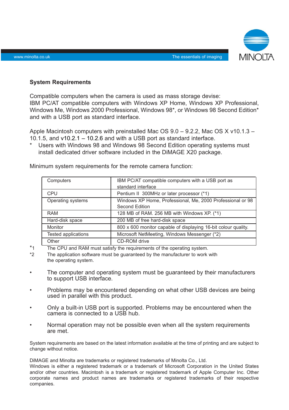 Konica Minolta X 20 User Manual | Page 6 / 6