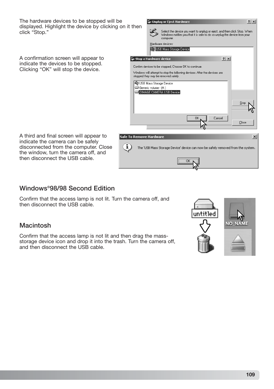 Windows 98/98 second edition macintosh, Macintosh, Windows | 98/98 second edition | Konica Minolta xg User Manual | Page 109 / 132