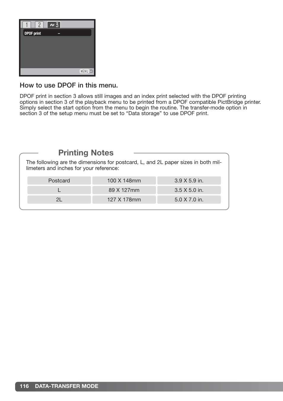 Dpof print, How to use dpof in this menu | Konica Minolta xg User Manual | Page 116 / 132