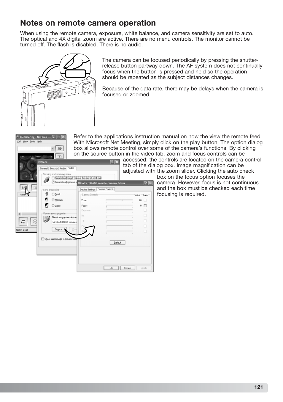 Notes on remote camera operation | Konica Minolta xg User Manual | Page 121 / 132