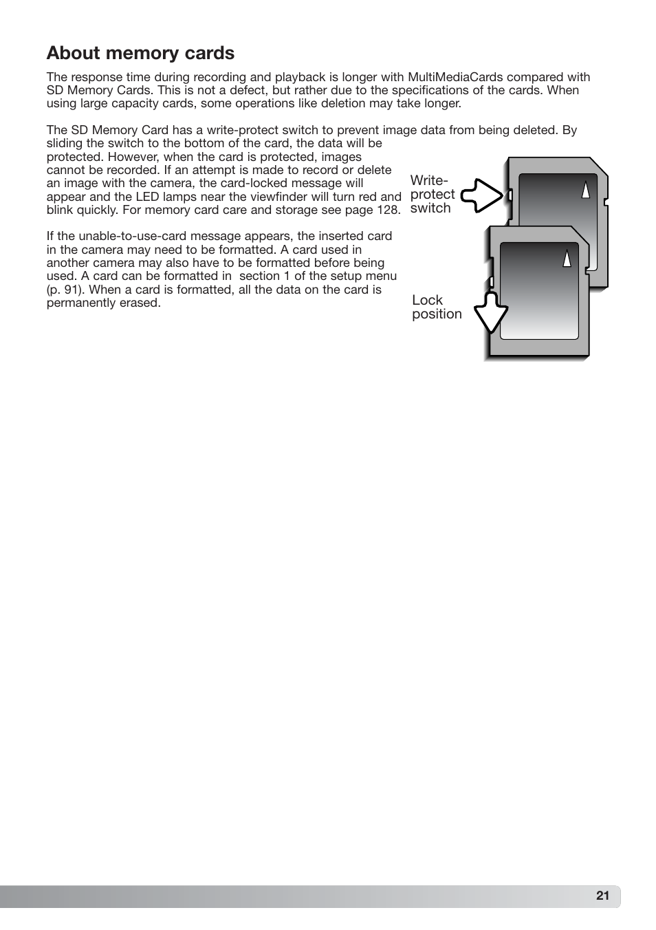 About memory cards | Konica Minolta xg User Manual | Page 21 / 132
