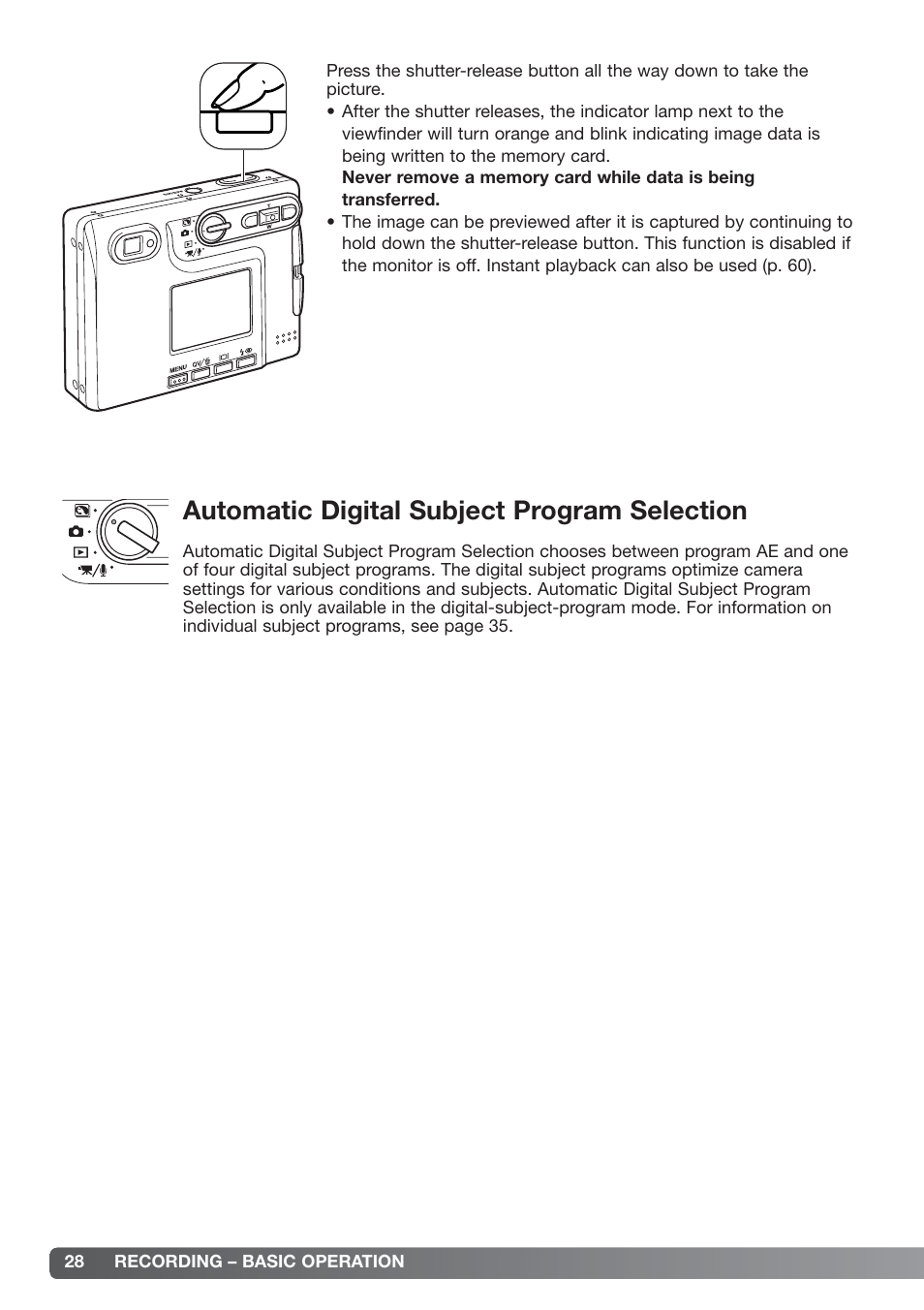 Automatic digital subject program selection | Konica Minolta xg User Manual | Page 28 / 132