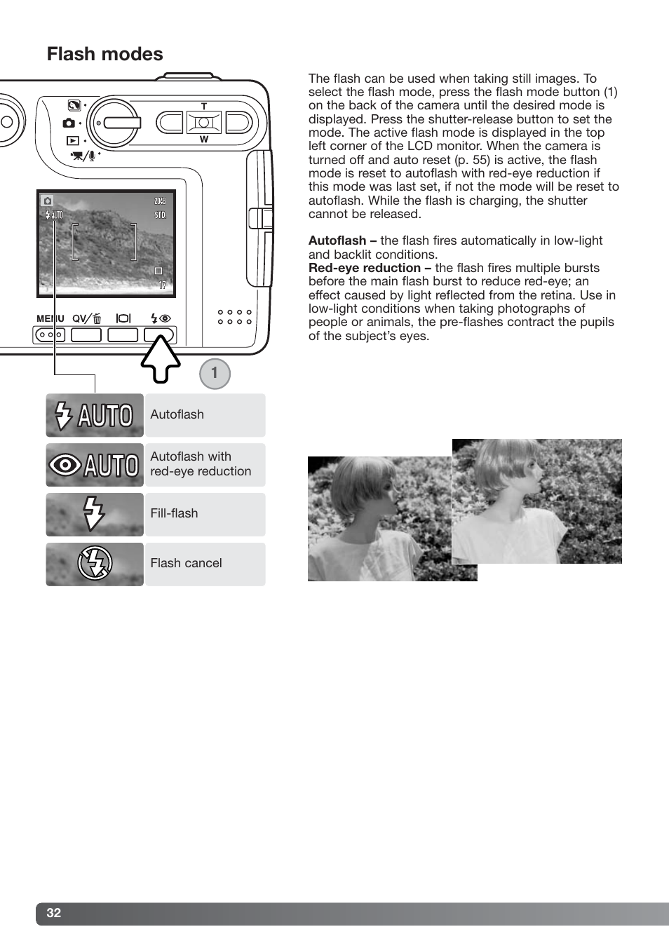 Flash modes | Konica Minolta xg User Manual | Page 32 / 132