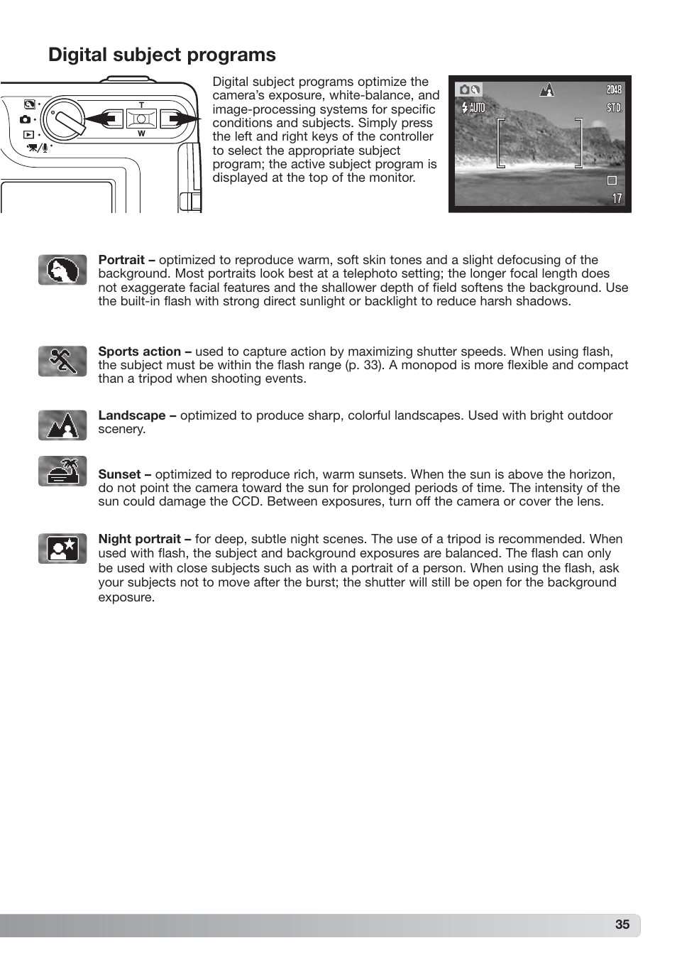 Digital subject programs | Konica Minolta xg User Manual | Page 35 / 132