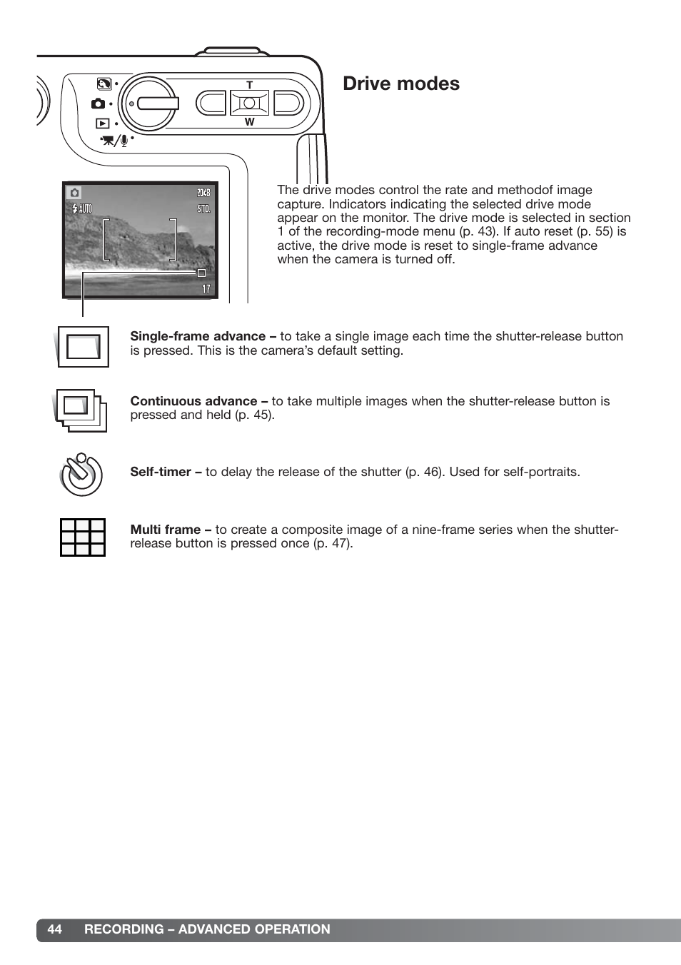 Drive modes | Konica Minolta xg User Manual | Page 44 / 132