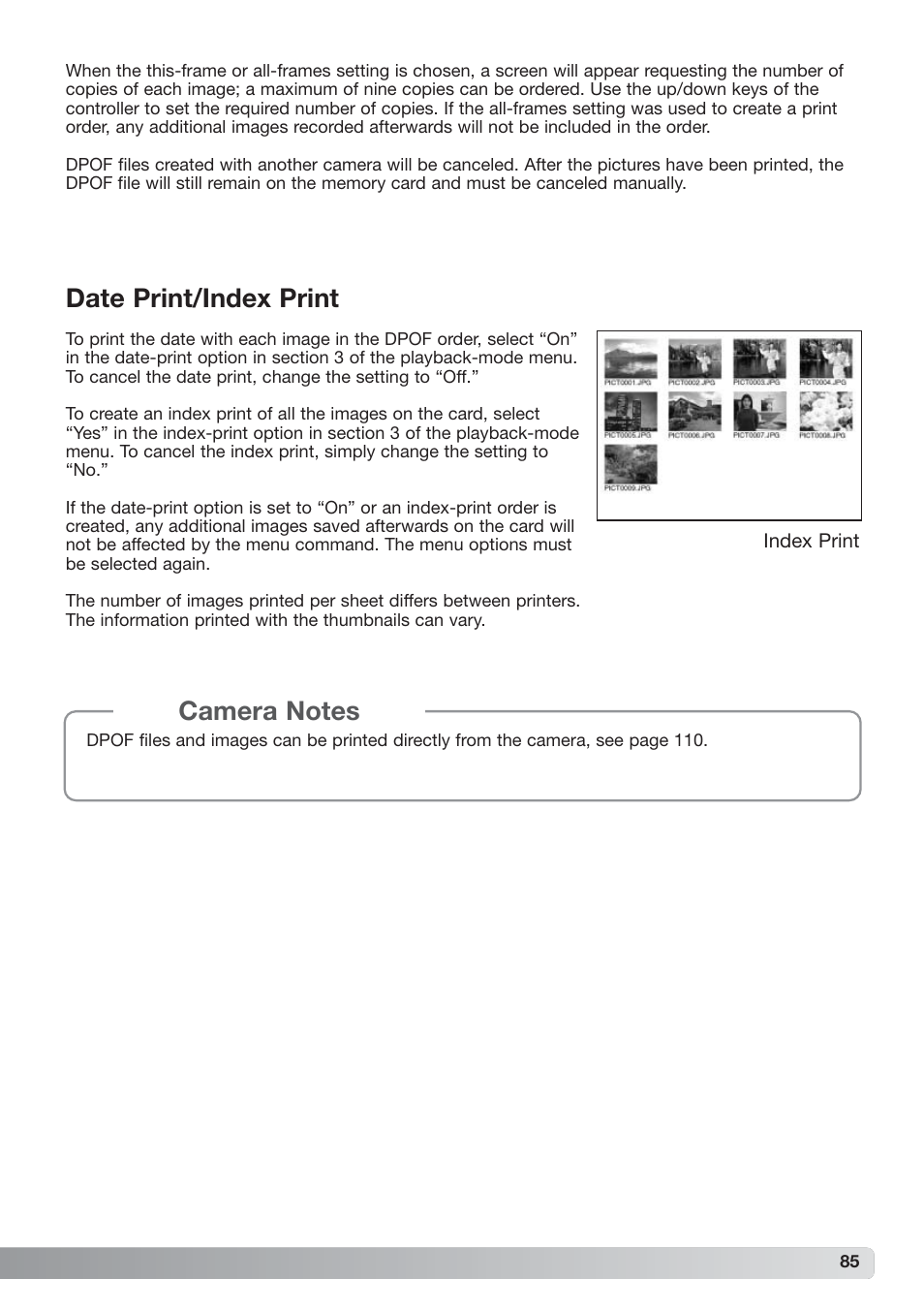 Date print/index print | Konica Minolta xg User Manual | Page 85 / 132