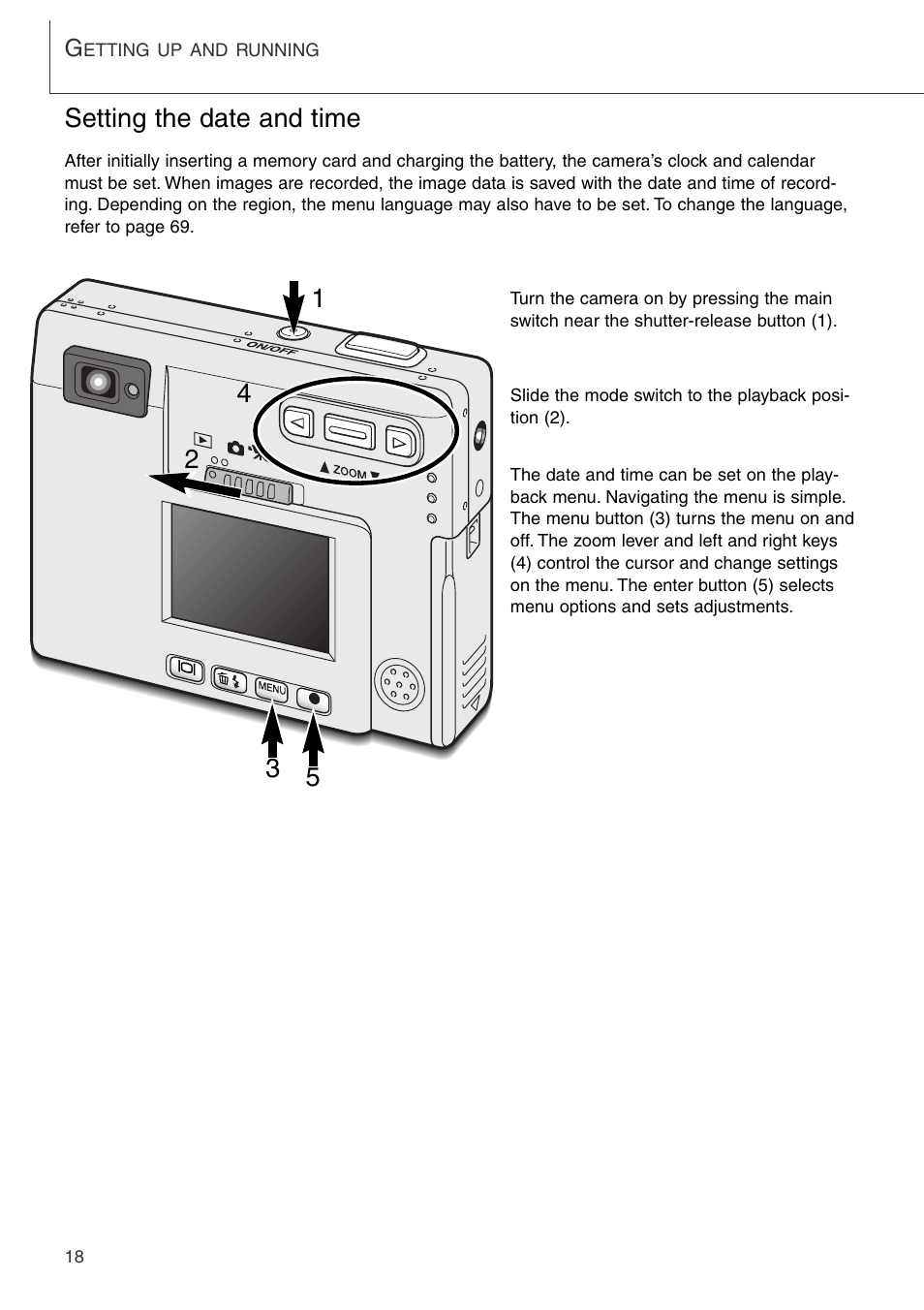 Setting the date and time | Konica Minolta DiMAGE Xi User Manual | Page 18 / 96