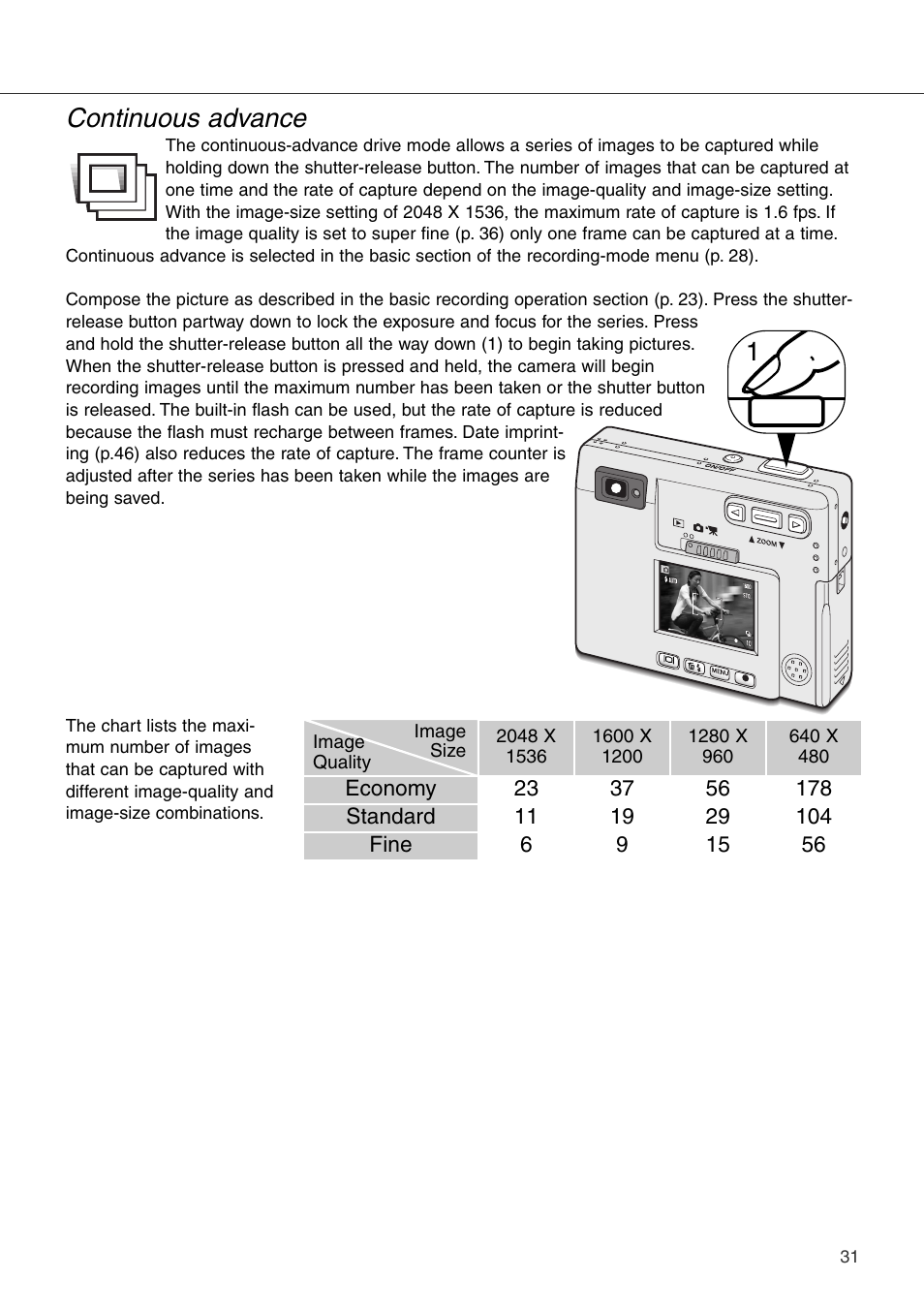 Continuous advance | Konica Minolta DiMAGE Xi User Manual | Page 31 / 96