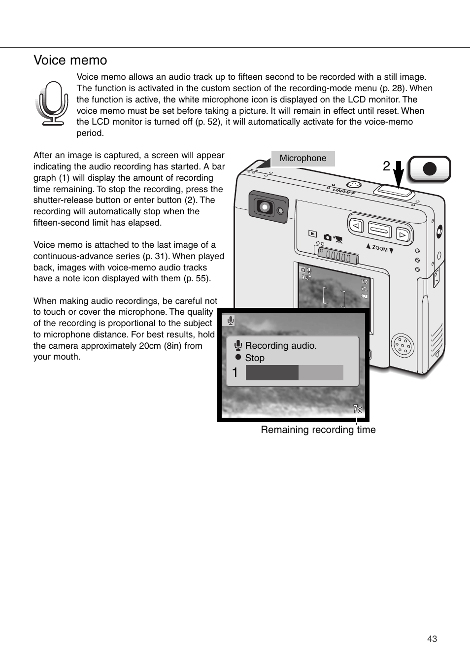 Voice memo | Konica Minolta DiMAGE Xi User Manual | Page 43 / 96