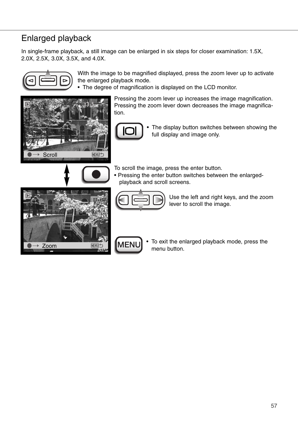 Enlarged playback | Konica Minolta DiMAGE Xi User Manual | Page 57 / 96