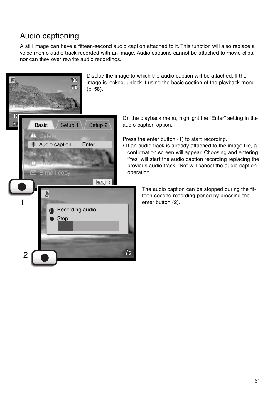 Audio captioning | Konica Minolta DiMAGE Xi User Manual | Page 61 / 96