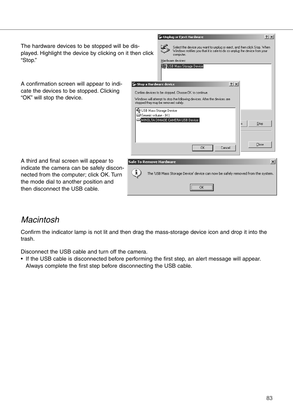 Macintosh | Konica Minolta DiMAGE Xi User Manual | Page 83 / 96