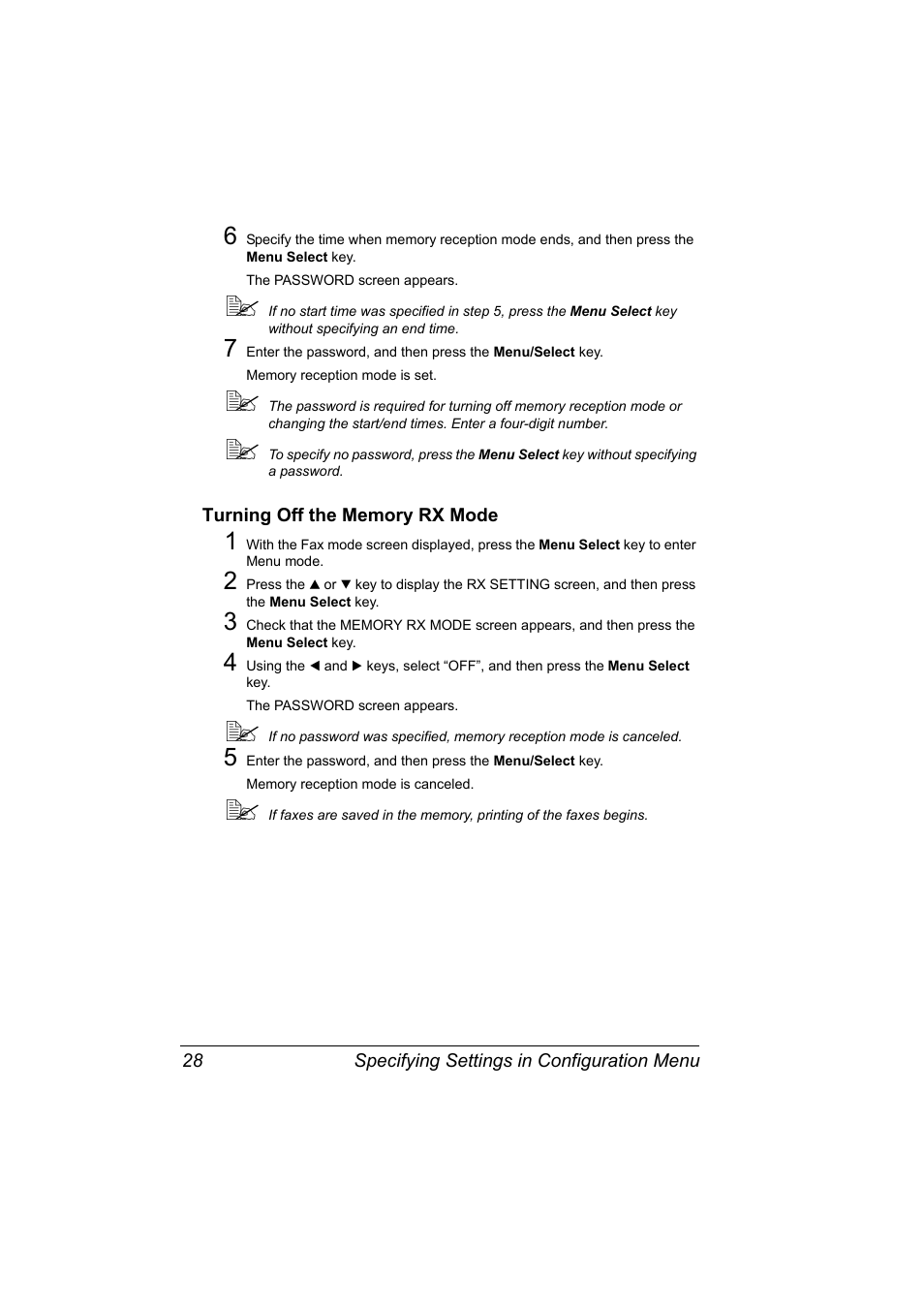 Turning off the memory rx mode, Turning off the memory rx mode 28 | Konica Minolta 4556-9598-01A User Manual | Page 34 / 84