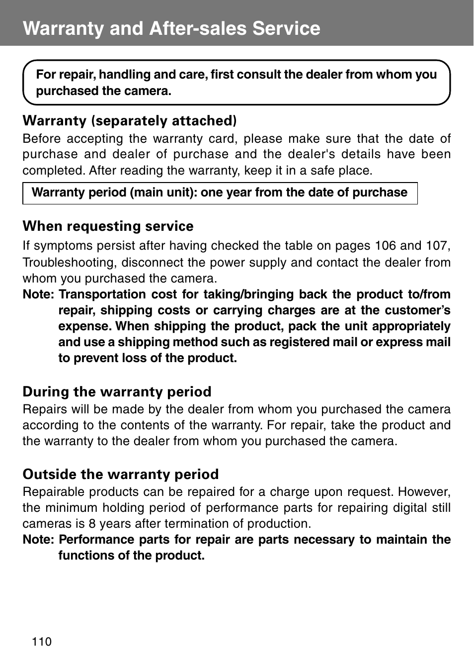 Warranty and after-sales service | Konica Minolta Revio KD310Z User Manual | Page 110 / 113