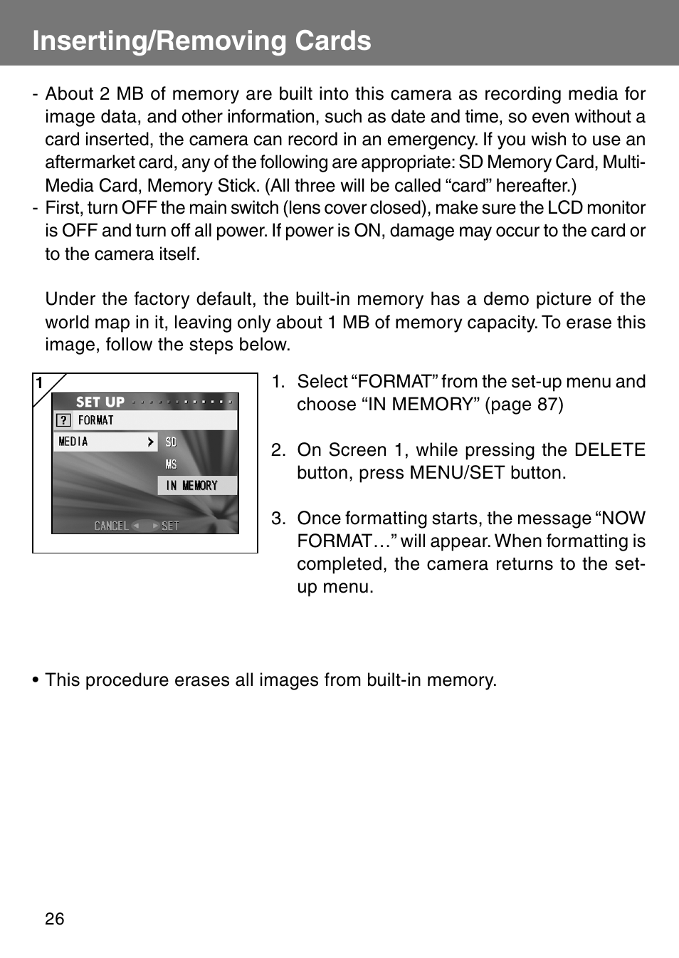 Inserting/removing cards | Konica Minolta Revio KD310Z User Manual | Page 26 / 113