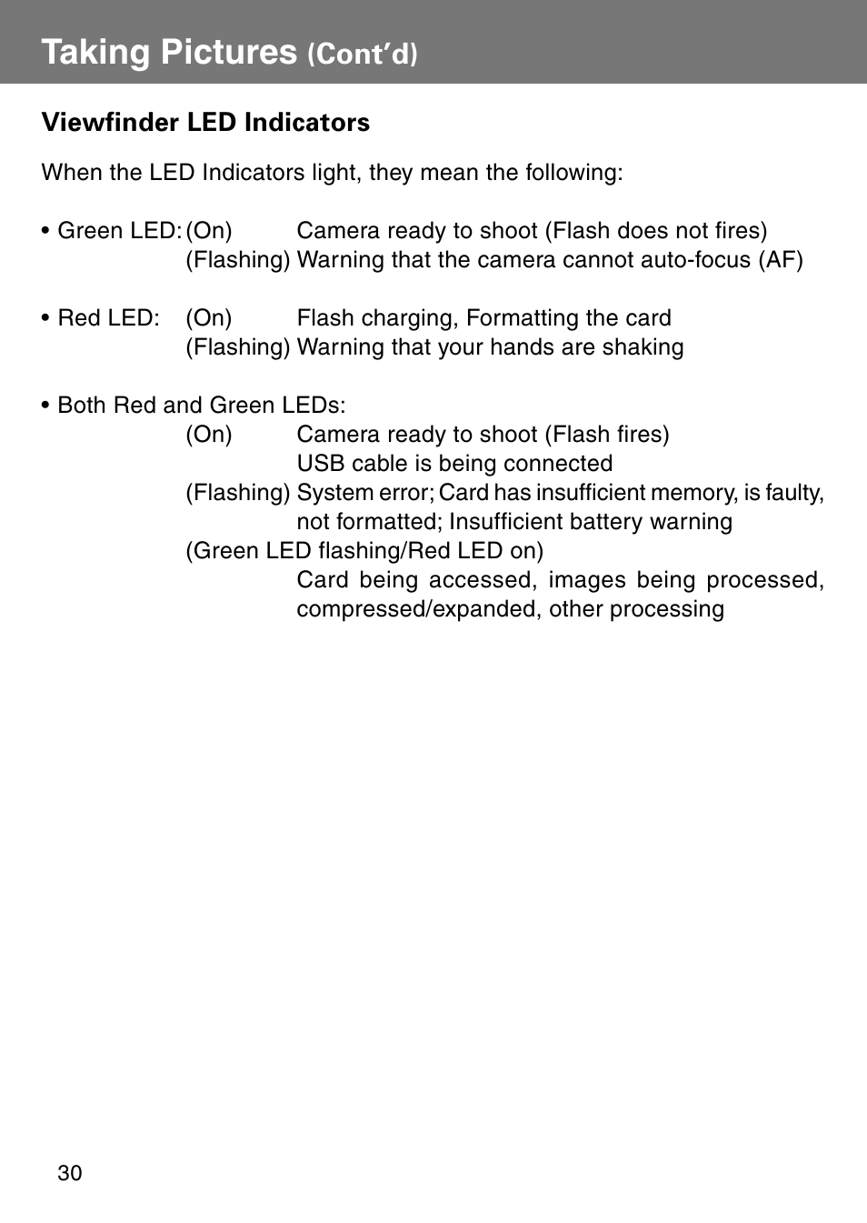 Taking pictures, Cont’d) | Konica Minolta Revio KD310Z User Manual | Page 30 / 113