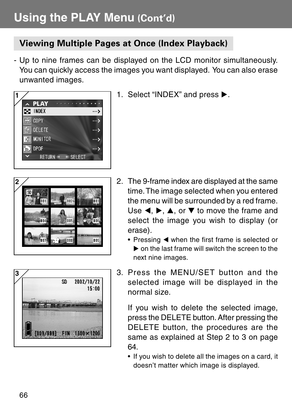 Using the play menu, Cont’d) | Konica Minolta Revio KD310Z User Manual | Page 66 / 113