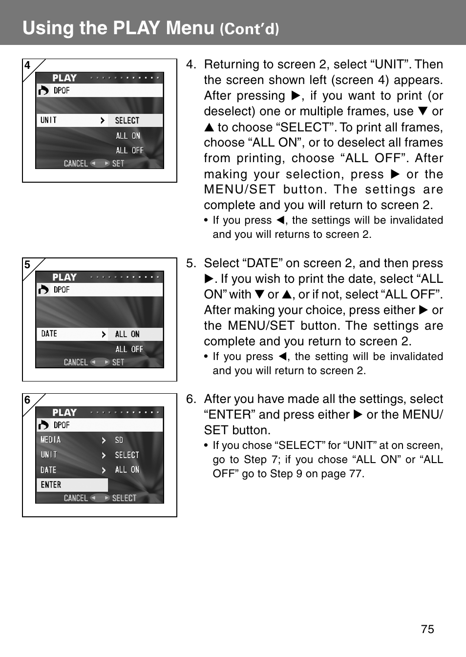Using the play menu, Cont’d) | Konica Minolta Revio KD310Z User Manual | Page 75 / 113