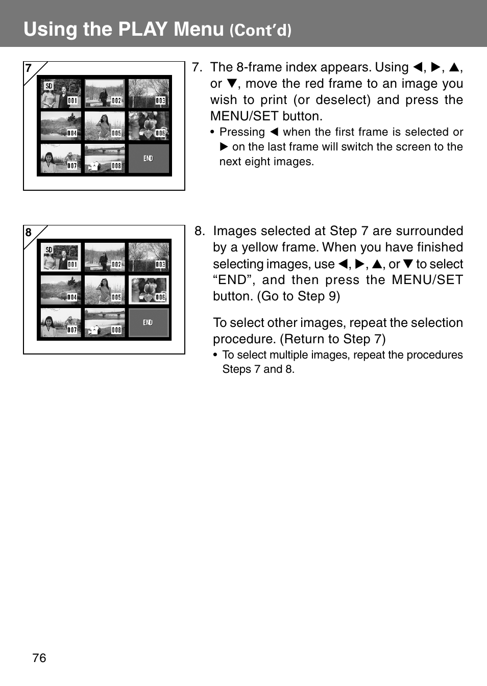 Using the play menu, Cont’d) | Konica Minolta Revio KD310Z User Manual | Page 76 / 113
