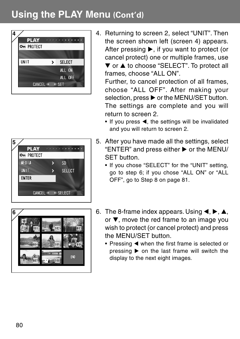 Using the play menu, Cont’d) | Konica Minolta Revio KD310Z User Manual | Page 80 / 113