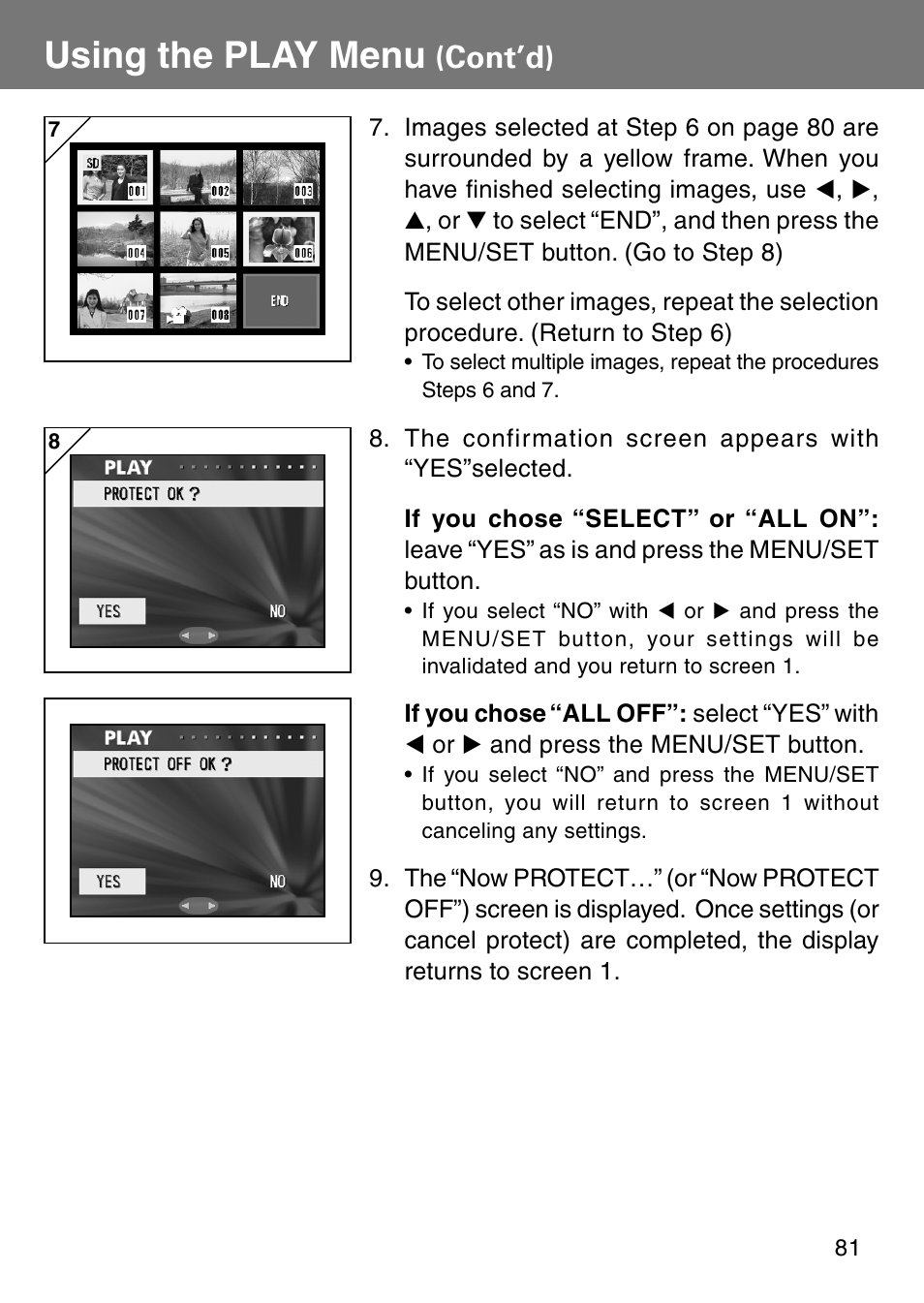 Using the play menu, Cont’d) | Konica Minolta Revio KD310Z User Manual | Page 81 / 113