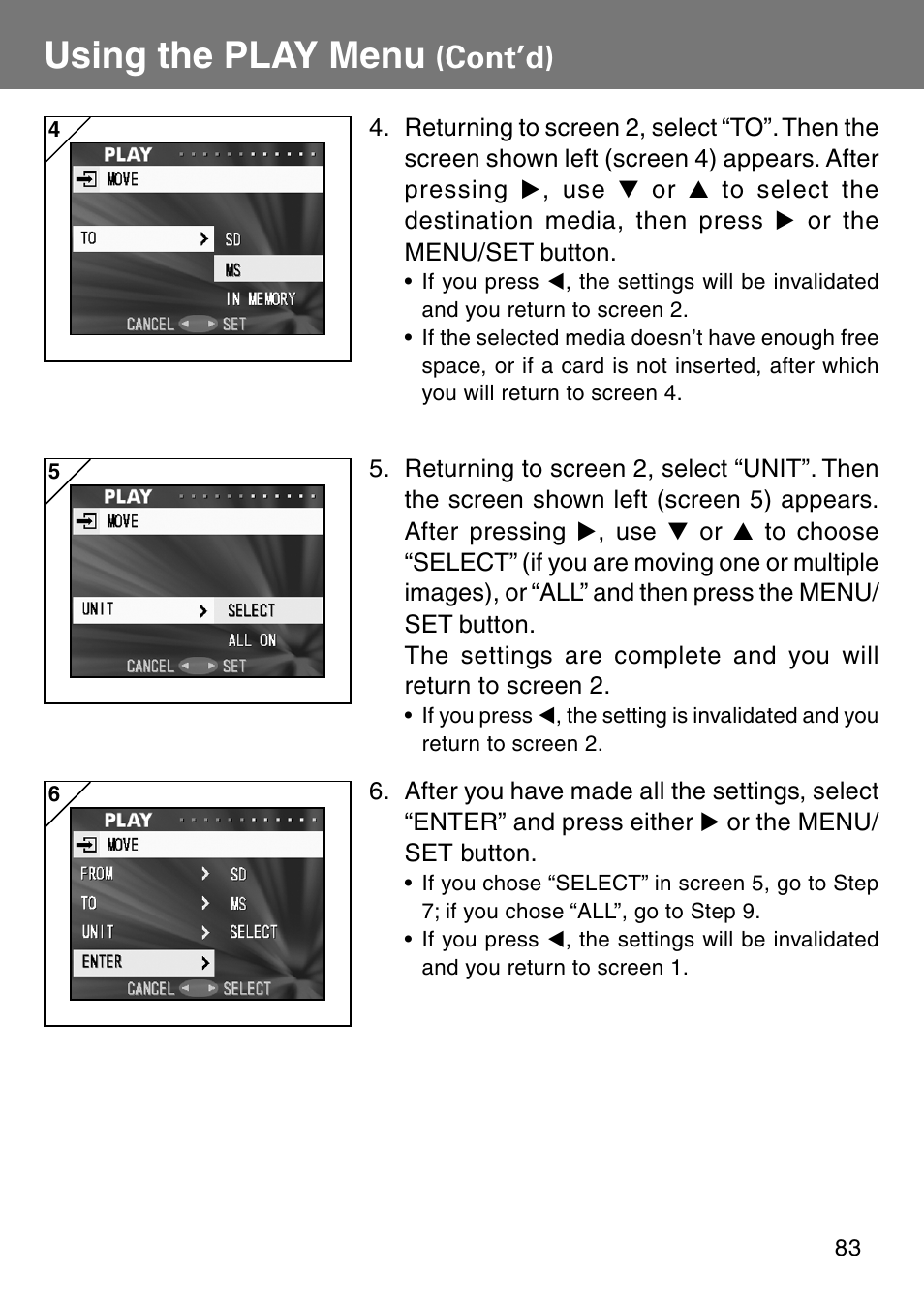 Using the play menu, Cont’d) | Konica Minolta Revio KD310Z User Manual | Page 83 / 113
