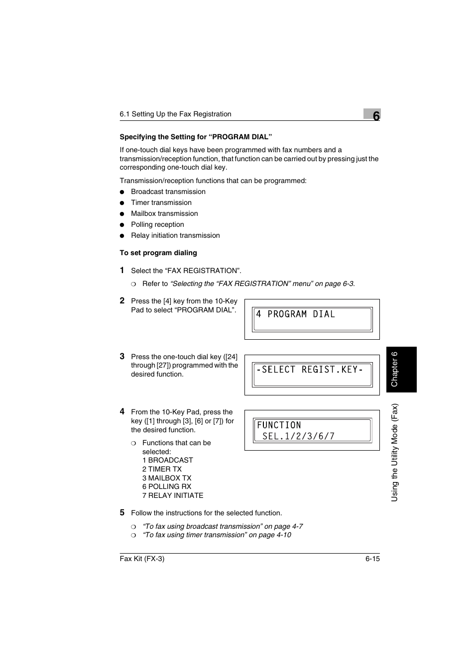 Specifying the setting for “program dial, To set program dialing | Konica Minolta Fax Kit (FX-3) User Manual | Page 104 / 160