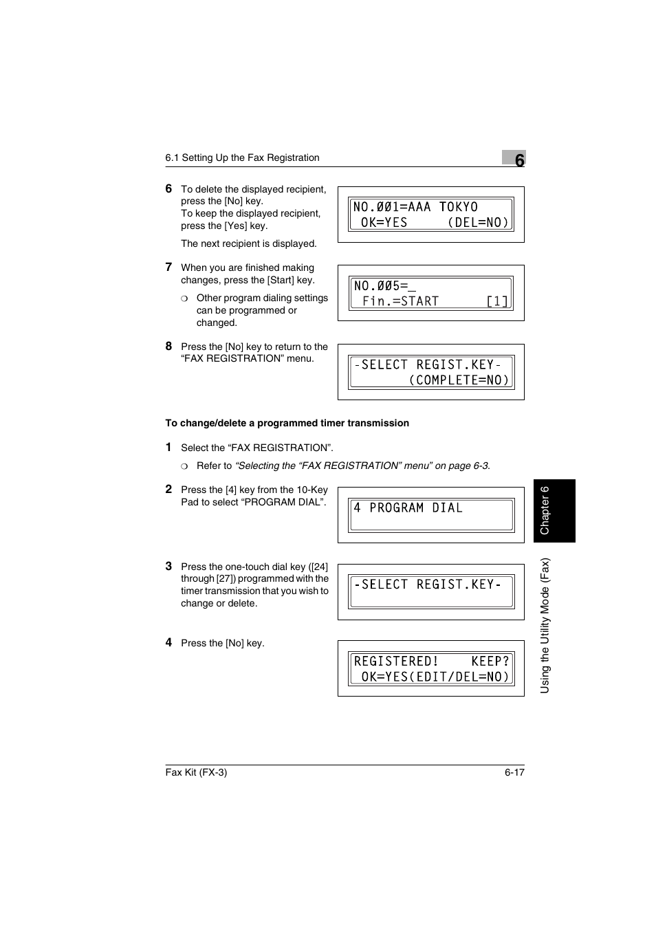 To change/delete a programmed timer transmission | Konica Minolta Fax Kit (FX-3) User Manual | Page 106 / 160