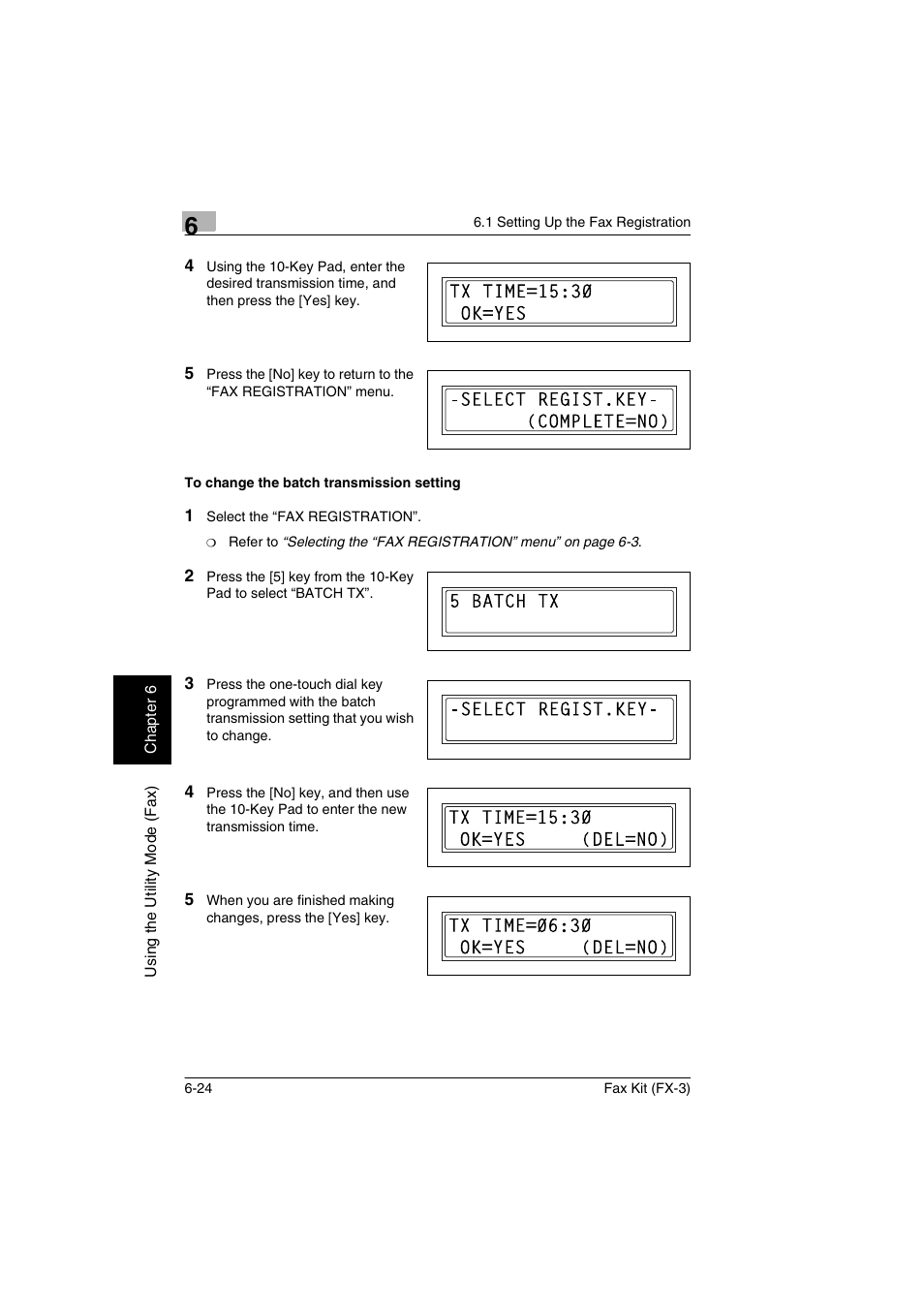 To change the batch transmission setting, To change the batch transmission setting -24 | Konica Minolta Fax Kit (FX-3) User Manual | Page 113 / 160