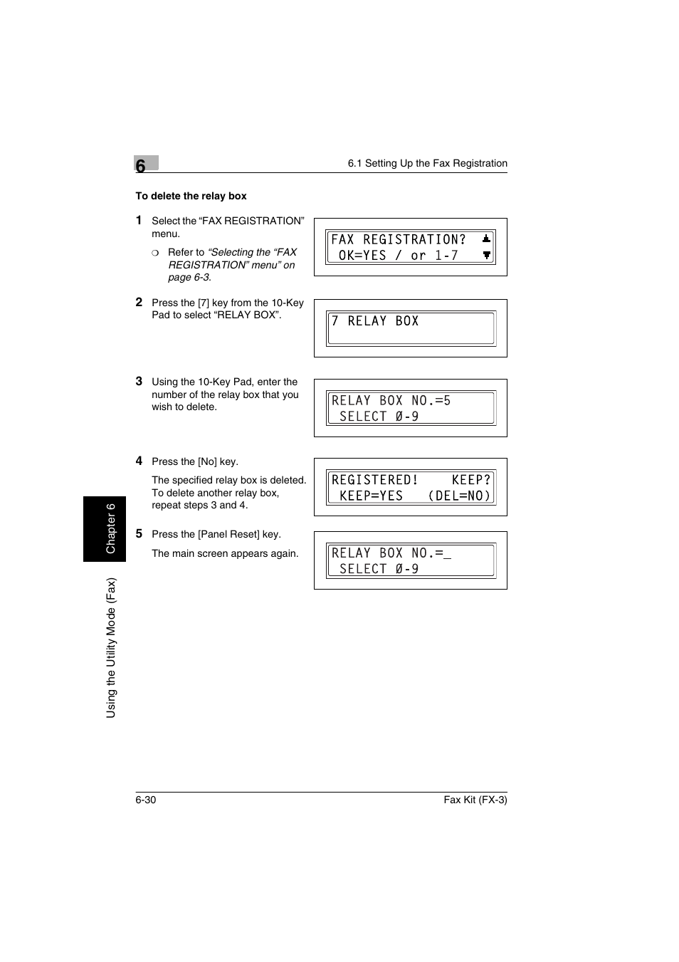 To delete the relay box, To delete the relay box -30 | Konica Minolta Fax Kit (FX-3) User Manual | Page 119 / 160