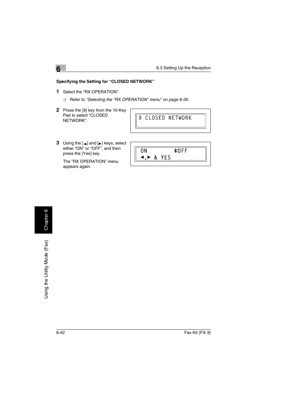 Specifying the setting for “closed network, Specifying the setting for “closed network” -42 | Konica Minolta Fax Kit (FX-3) User Manual | Page 131 / 160