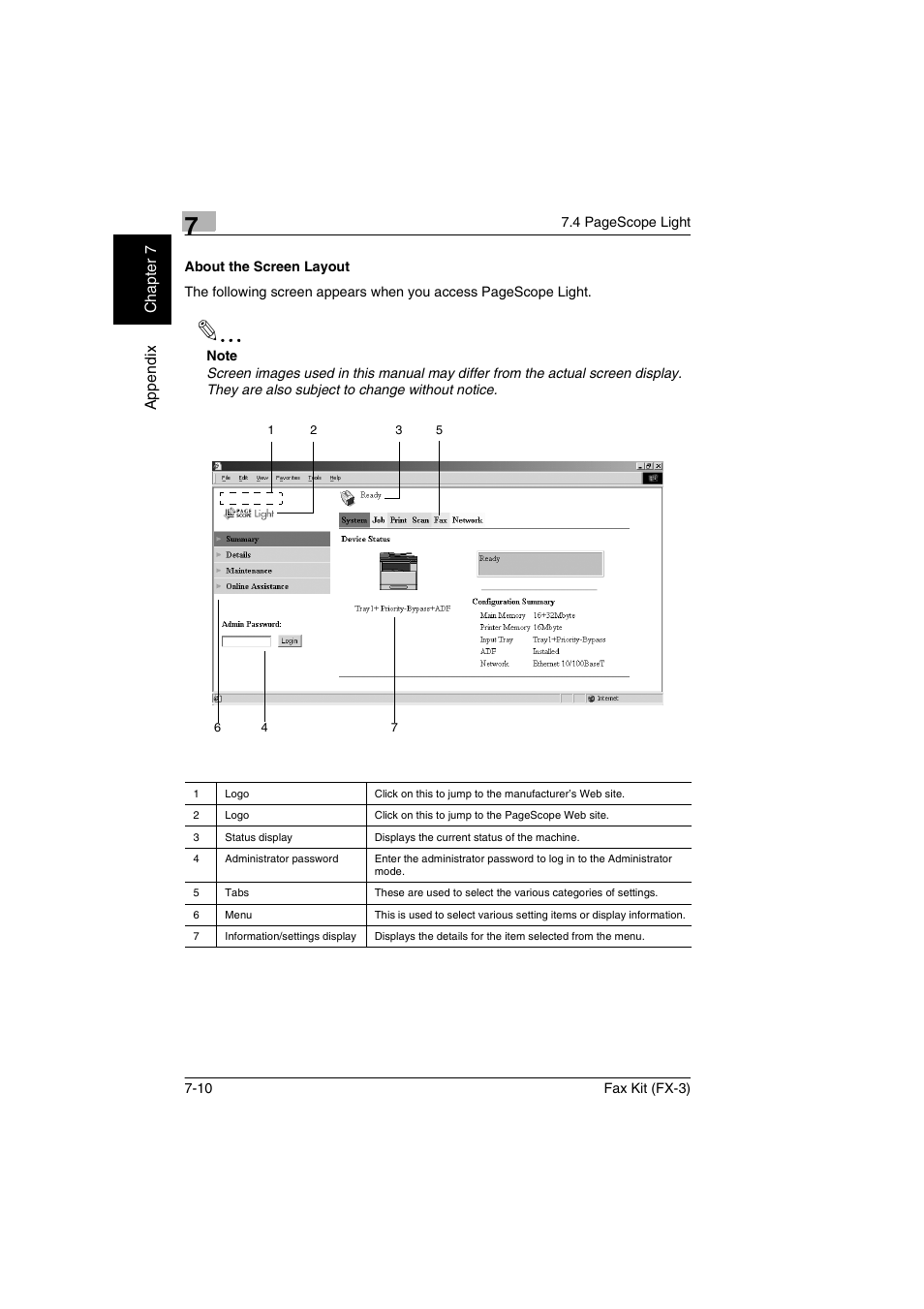 About the screen layout, About the screen layout -10 | Konica Minolta Fax Kit (FX-3) User Manual | Page 153 / 160