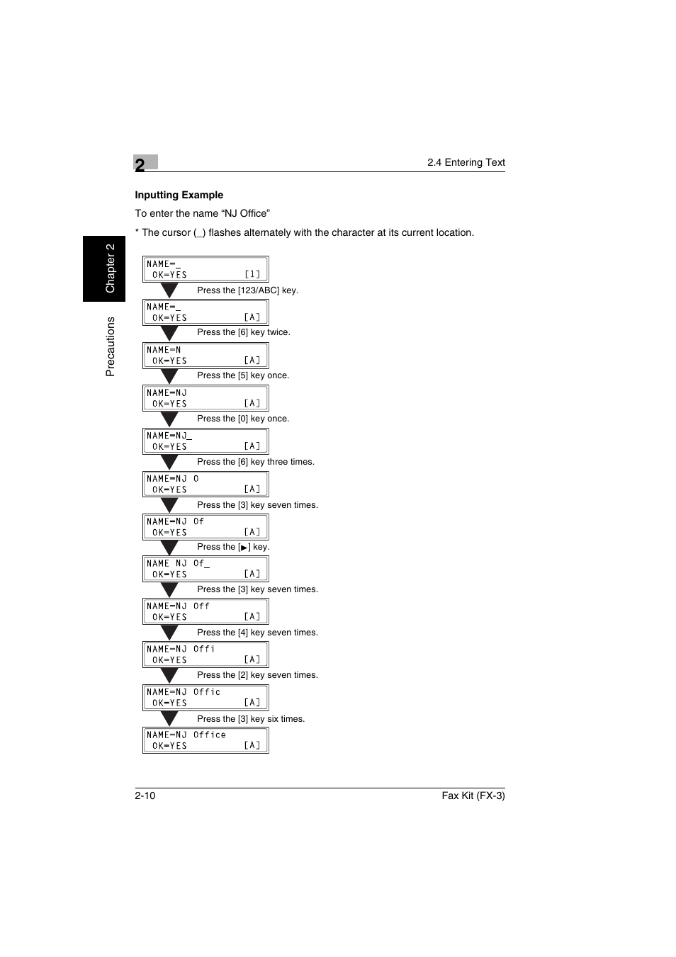 Inputting example, Inputting example -10 | Konica Minolta Fax Kit (FX-3) User Manual | Page 27 / 160