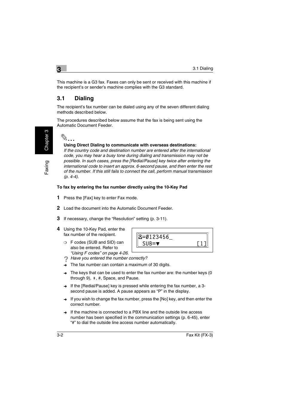 1 dialing, Dialing -2 | Konica Minolta Fax Kit (FX-3) User Manual | Page 31 / 160