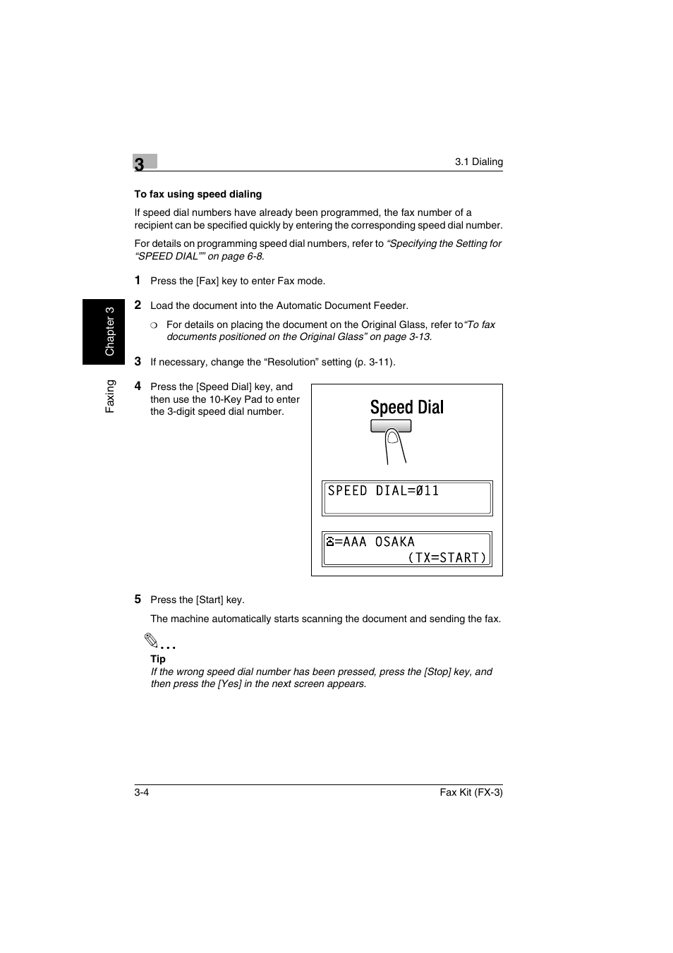 To fax using speed dialing, To fax using speed dialing -4 | Konica Minolta Fax Kit (FX-3) User Manual | Page 33 / 160