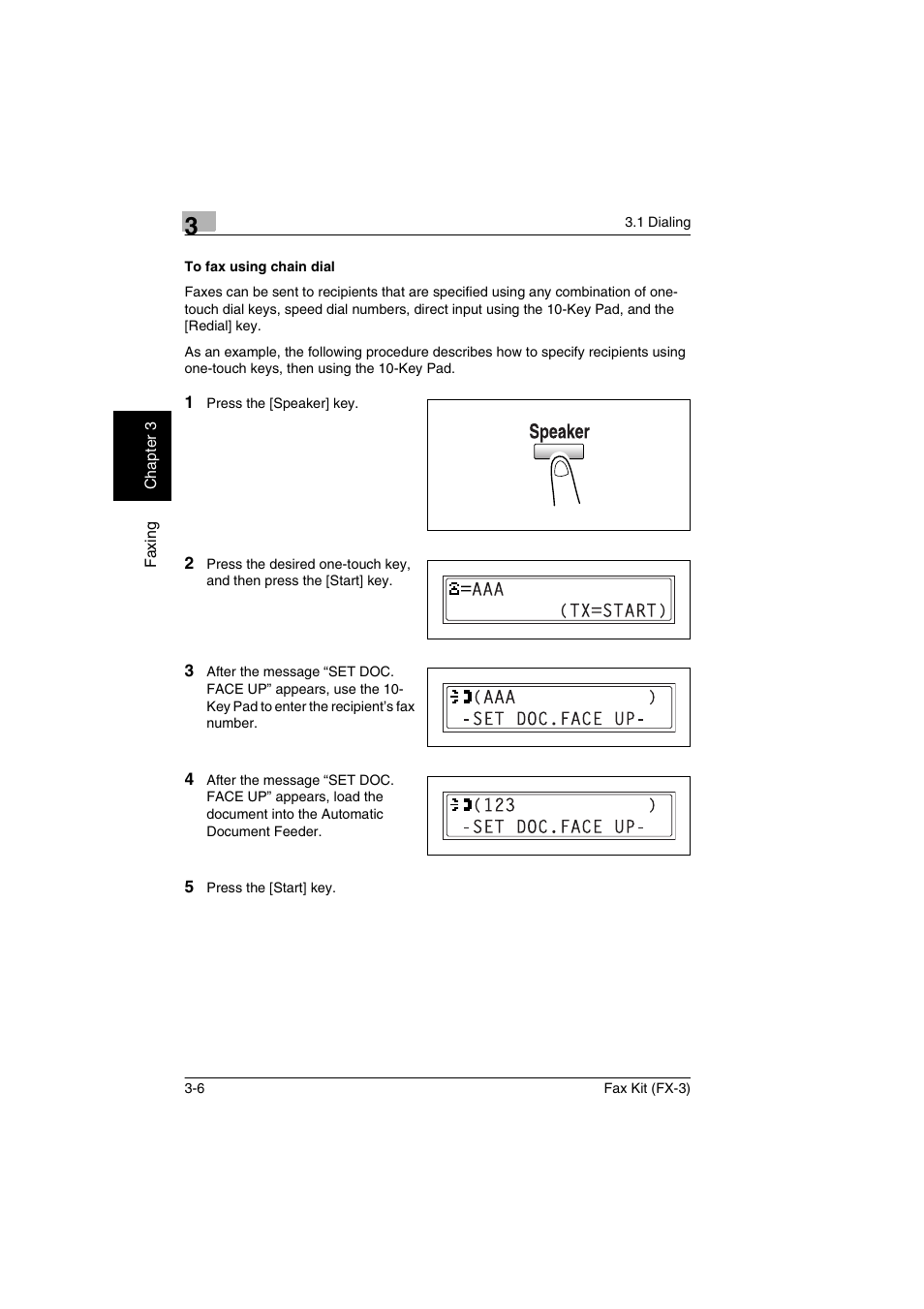 To fax using chain dial, To fax using chain dial -6 | Konica Minolta Fax Kit (FX-3) User Manual | Page 35 / 160