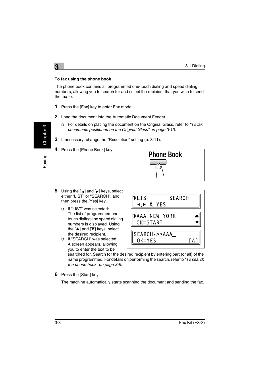 To fax using the phone book, To fax using the phone book -8 | Konica Minolta Fax Kit (FX-3) User Manual | Page 37 / 160