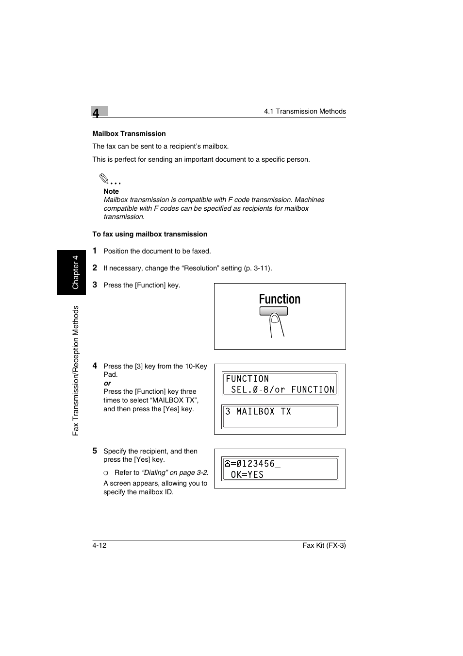 Mailbox transmission, To fax using mailbox transmission | Konica Minolta Fax Kit (FX-3) User Manual | Page 63 / 160