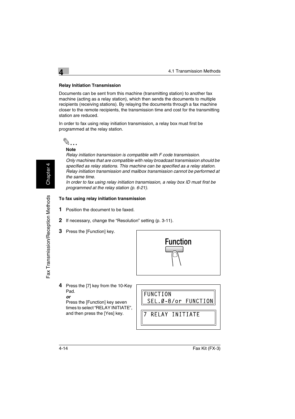 Relay initiation transmission, To fax using relay initiation transmission | Konica Minolta Fax Kit (FX-3) User Manual | Page 65 / 160