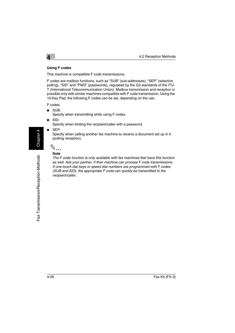 Using f codes, Using f codes -26 | Konica Minolta Fax Kit (FX-3) User Manual | Page 77 / 160