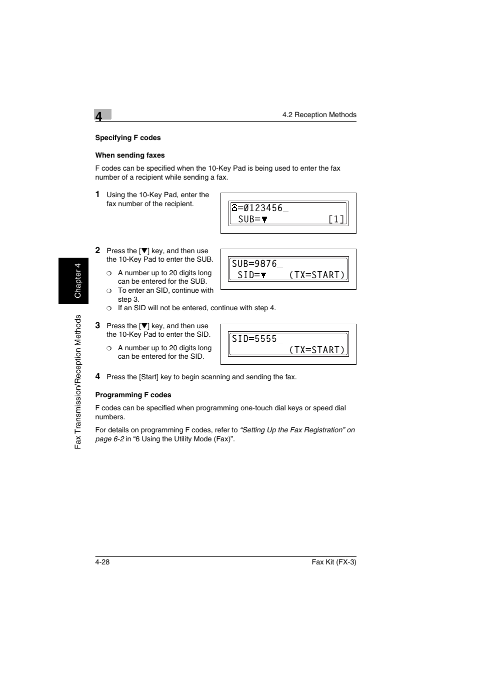 Specifying f codes, When sending faxes, Programming f codes | Konica Minolta Fax Kit (FX-3) User Manual | Page 79 / 160