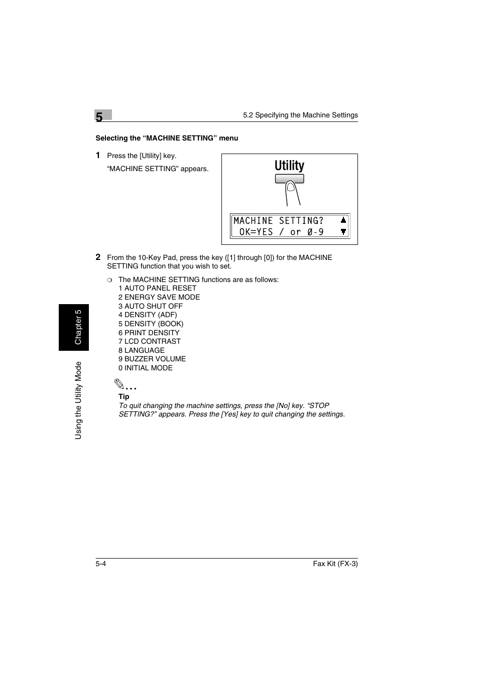 Selecting the “machine setting” menu, Selecting the “machine setting” menu -4 | Konica Minolta Fax Kit (FX-3) User Manual | Page 83 / 160