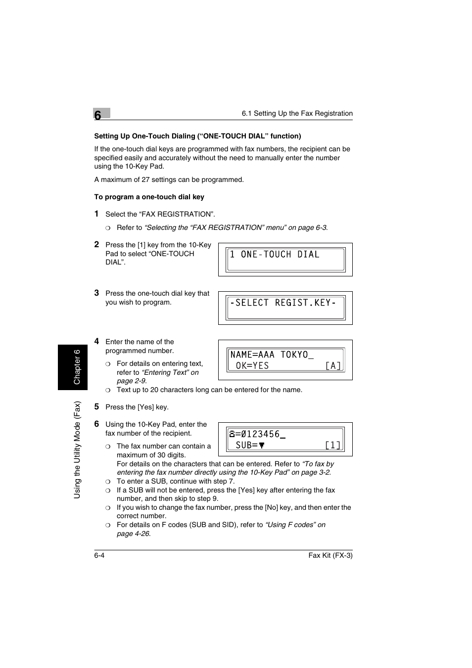 To program a one-touch dial key | Konica Minolta Fax Kit (FX-3) User Manual | Page 93 / 160