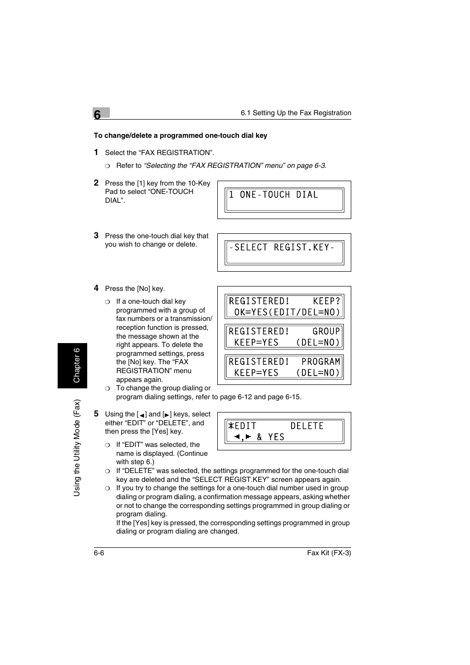 To change/delete a programmed one-touch dial key | Konica Minolta Fax Kit (FX-3) User Manual | Page 95 / 160