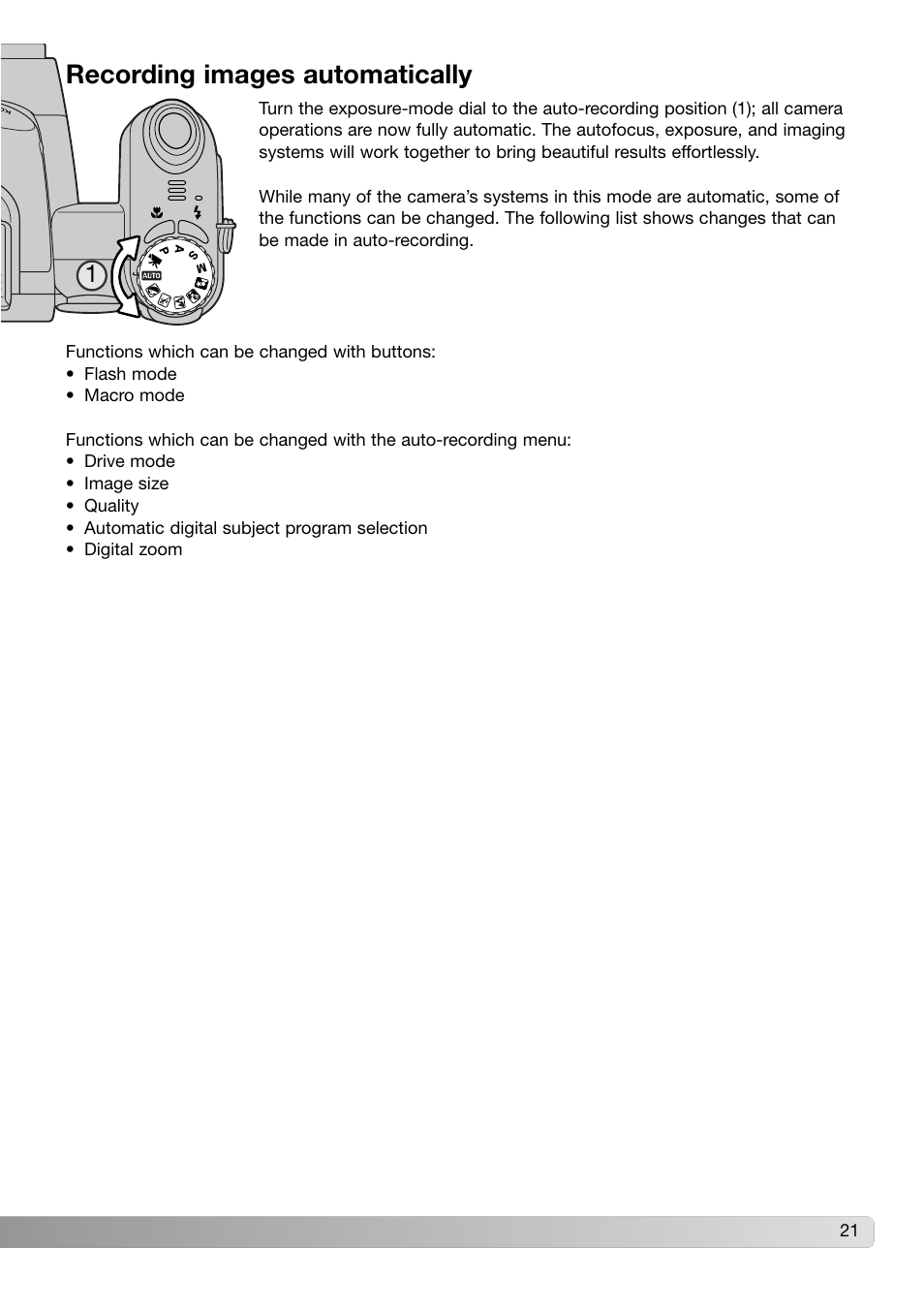 Recording images automatically | Konica Minolta DiMAGE Z3 User Manual | Page 21 / 124