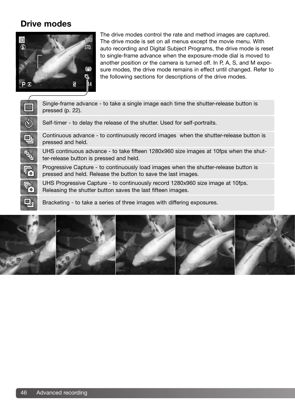 Drive modes | Konica Minolta DiMAGE Z3 User Manual | Page 46 / 124