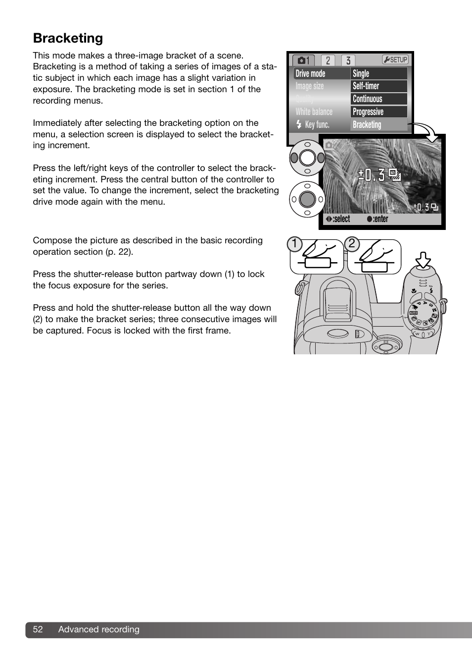 Bracketing | Konica Minolta DiMAGE Z3 User Manual | Page 52 / 124