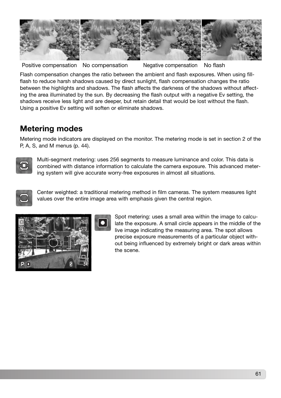 Metering modes | Konica Minolta DiMAGE Z3 User Manual | Page 61 / 124